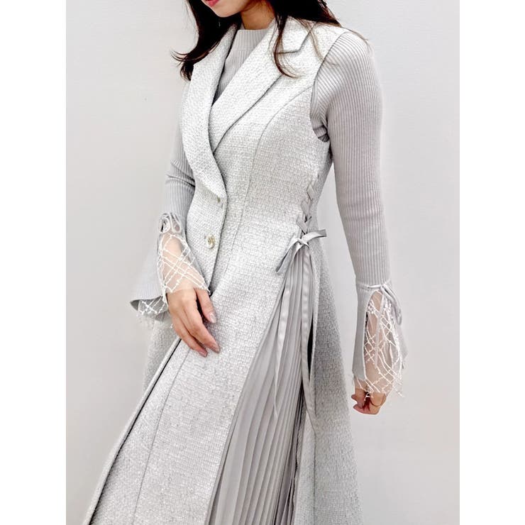 グレー | 【新色あり】サイドプリーツテーラーワンピース | dazzlin