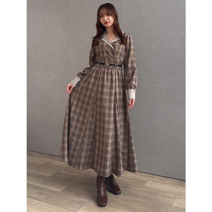 ブラウン | 【POLO BCSコラボ】テーラーカラーフレアワンピース | dazzlin