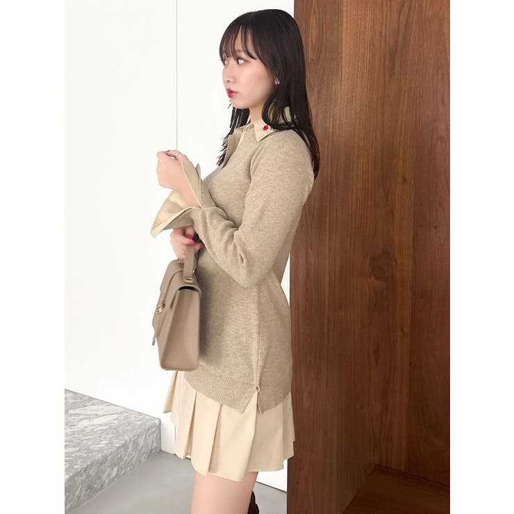 シャツレイヤードニットミニワンピース ※BEIGE WEB限定カラー | dazzlin | 詳細画像18 