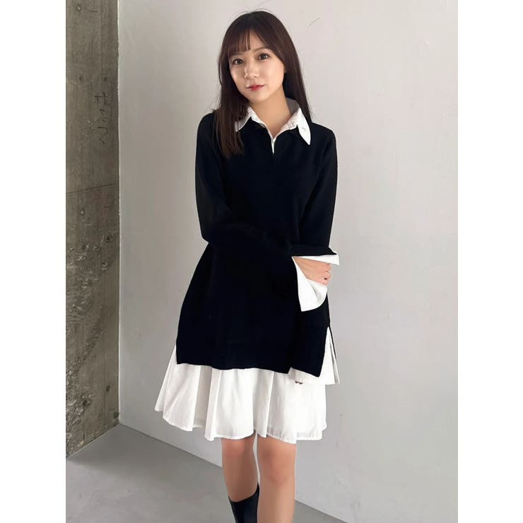 シャツレイヤードニットミニワンピース ※BEIGE WEB限定カラー | dazzlin | 詳細画像26 