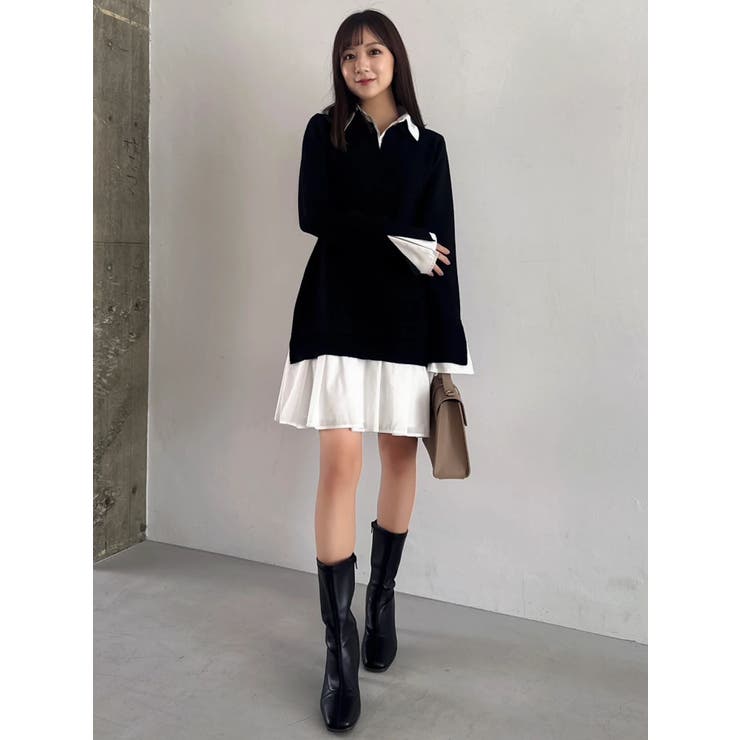 シャツレイヤードニットミニワンピース ※BEIGE WEB限定カラー | dazzlin | 詳細画像28 