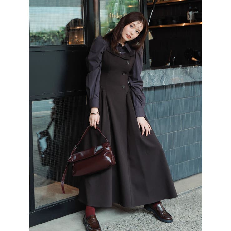 ブラウン | 【久間田琳加コラボ】シャツベアドッキングワンピース | dazzlin