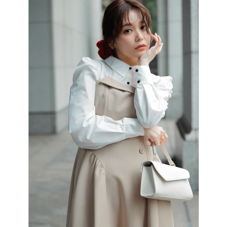 ベージュ | 【久間田琳加コラボ】シャツベアドッキングワンピース | dazzlin