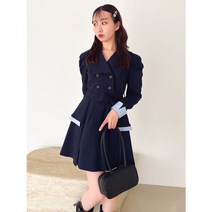 ネイビー | ビッグカラートレンチミニワンピース | dazzlin