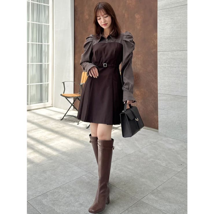 【追加生産分】長袖レイヤードシャツミニワンピース | dazzlin | 詳細画像10 