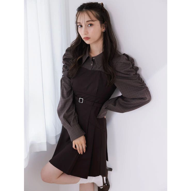 【追加生産分】長袖レイヤードシャツミニワンピース | dazzlin | 詳細画像2 