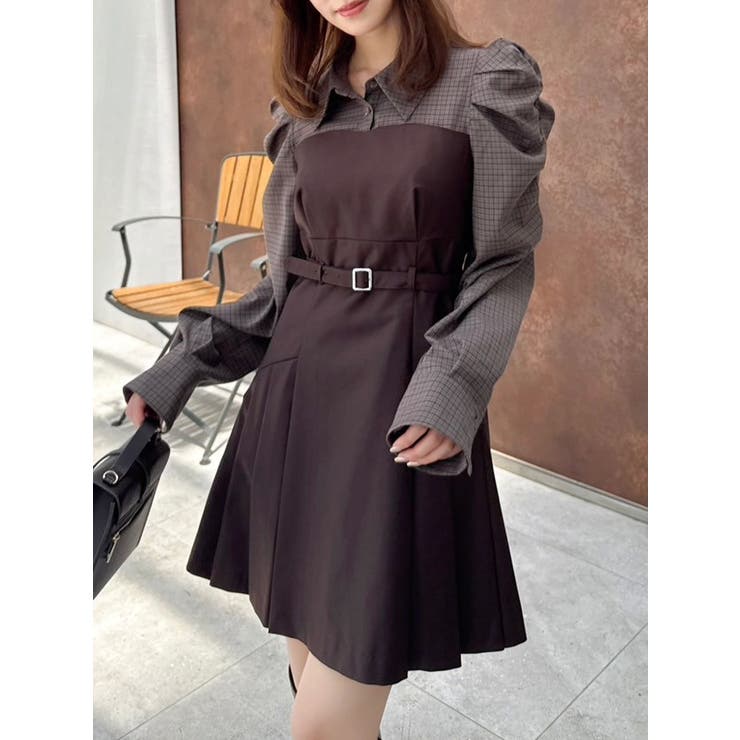 【追加生産分】長袖レイヤードシャツミニワンピース | dazzlin | 詳細画像6 