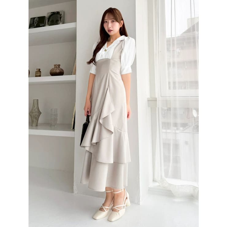 ベージュ | レイヤードライクコルセットワンピース | dazzlin