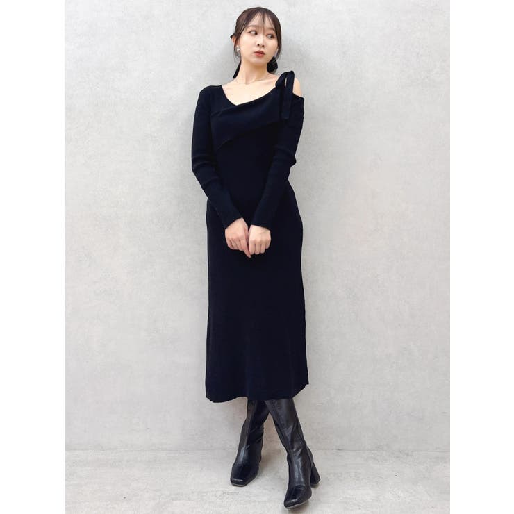 【WEB限定】ワンショルリボンニットワンピース | dazzlin | 詳細画像3 