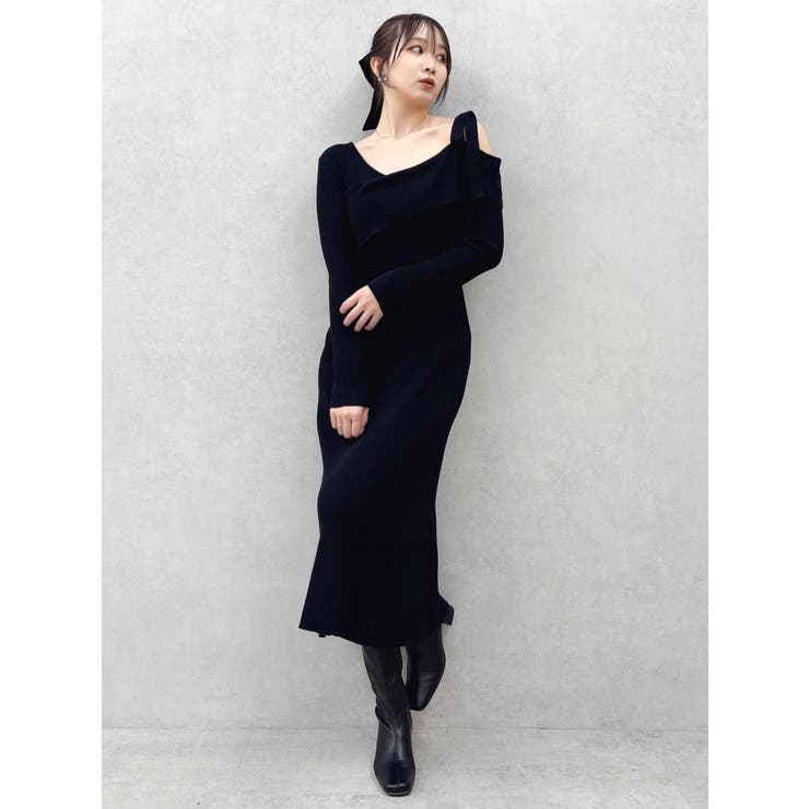 【WEB限定】ワンショルリボンニットワンピース | dazzlin | 詳細画像4 