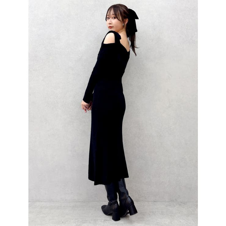 【WEB限定】ワンショルリボンニットワンピース | dazzlin | 詳細画像6 