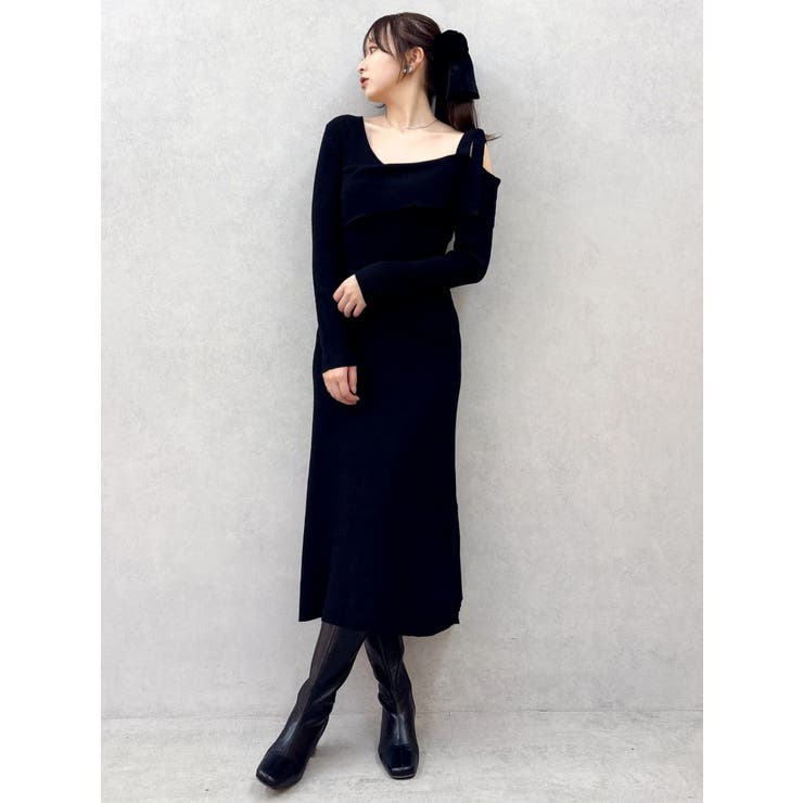 【WEB限定】ワンショルリボンニットワンピース | dazzlin | 詳細画像7 