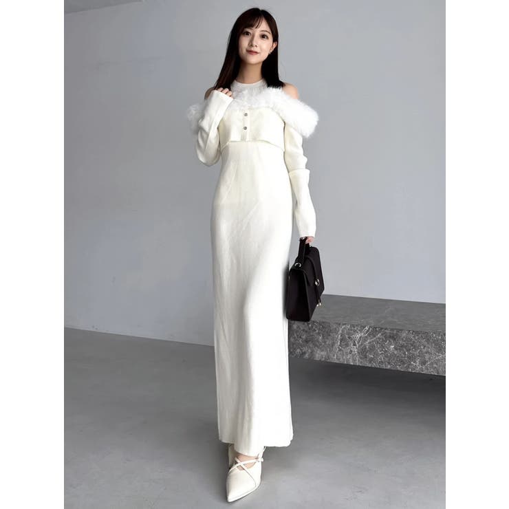 【追加生産分】オフショルファードッキングニットワンピース | dazzlin | 詳細画像1 