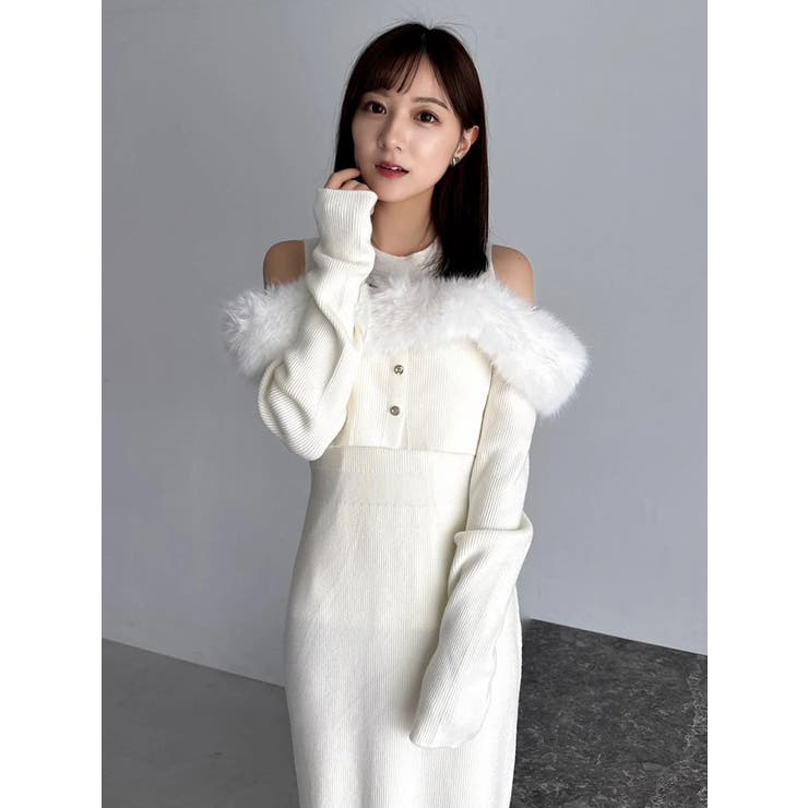 【追加生産分】オフショルファードッキングニットワンピース | dazzlin | 詳細画像30 