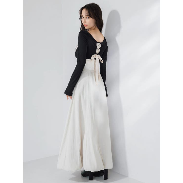 ブラック | カットドッキングタックバルーンワンピース | dazzlin