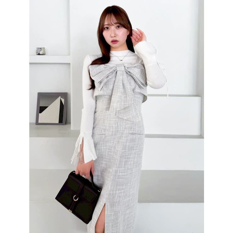 リボンデザインIラインワンピース | dazzlin | 詳細画像3 