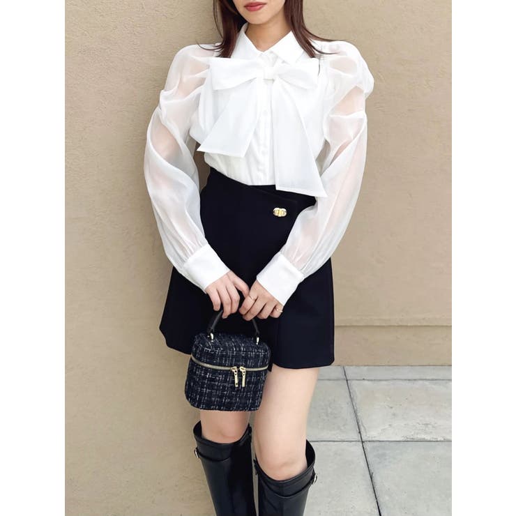 2WAYボウタイタックペプラムブラウスⅡ | dazzlin | 詳細画像2 