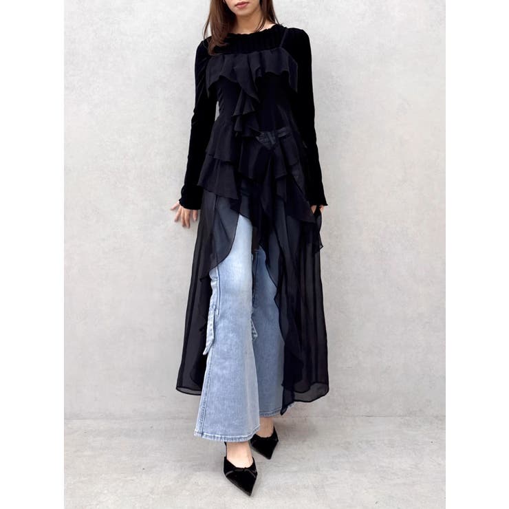 ブラック | ラッフルイレヘムシアービスチェ | dazzlin