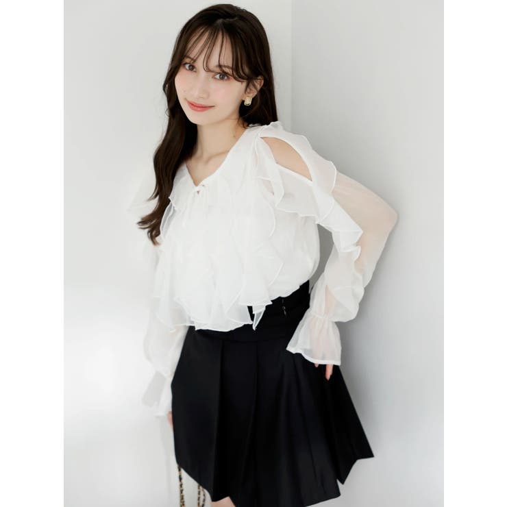 シアーウェーブフリルブラウス | dazzlin | 詳細画像4 
