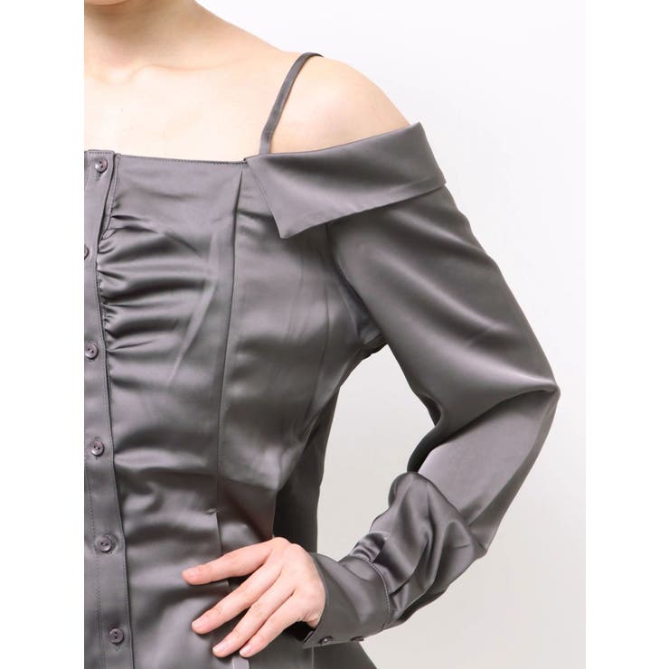 【久間田琳加コラボ】サテンオフショルシャツ | dazzlin | 詳細画像34 