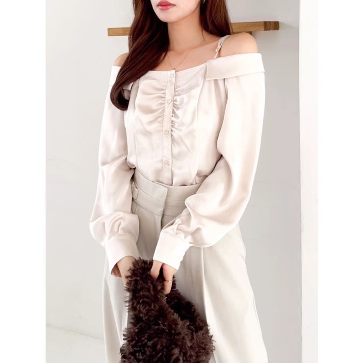 【久間田琳加コラボ】サテンオフショルシャツ | dazzlin | 詳細画像6 