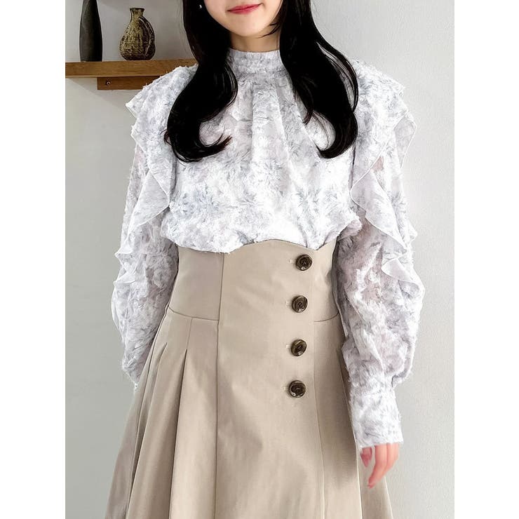 ヘアリーフラワーシフォンブラウス | dazzlin | 詳細画像1 