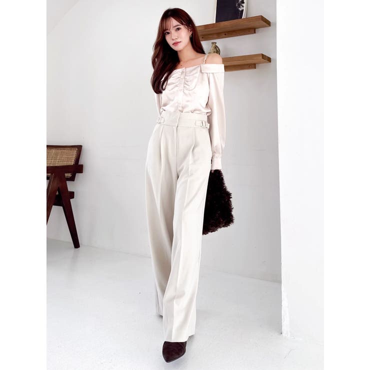 【久間田琳加コラボ】サイドベルトストレートスラックスパンツ | dazzlin | 詳細画像11 