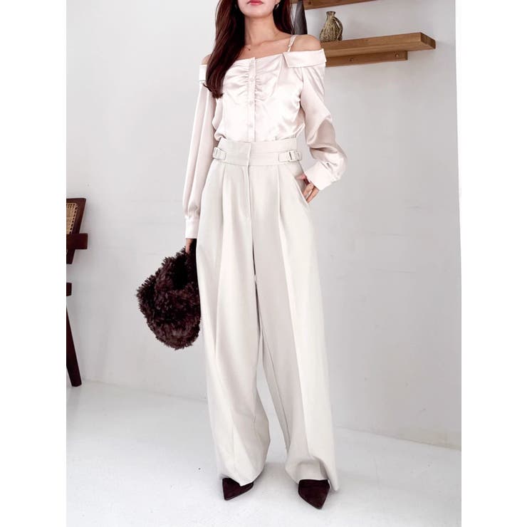 【久間田琳加コラボ】サイドベルトストレートスラックスパンツ | dazzlin | 詳細画像13 