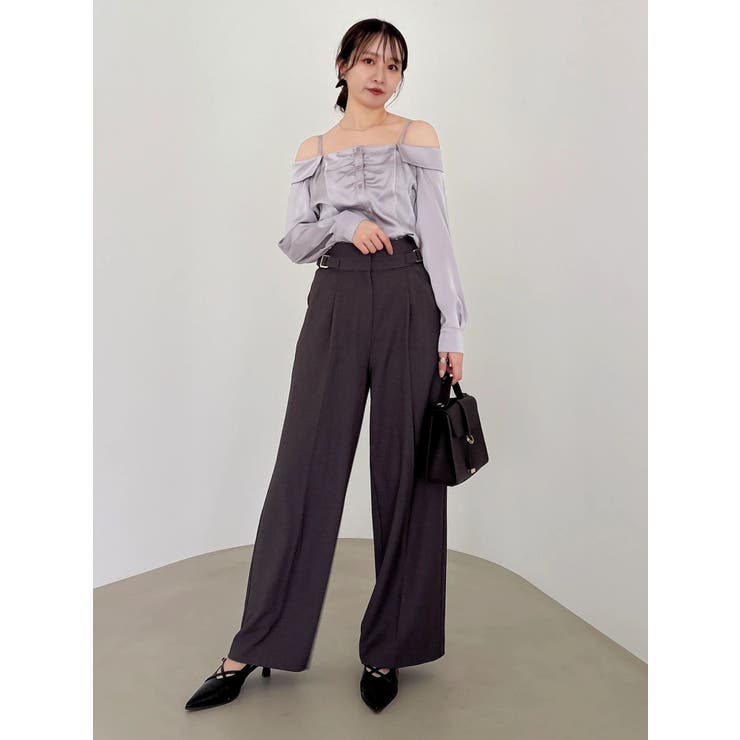 【久間田琳加コラボ】サイドベルトストレートスラックスパンツ | dazzlin | 詳細画像17 