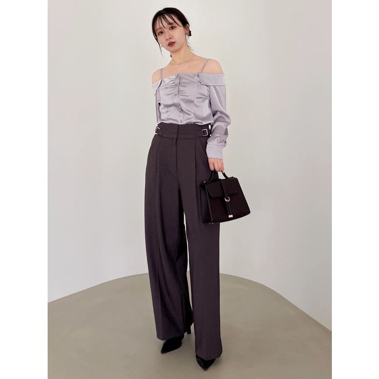 【久間田琳加コラボ】サイドベルトストレートスラックスパンツ | dazzlin | 詳細画像18 