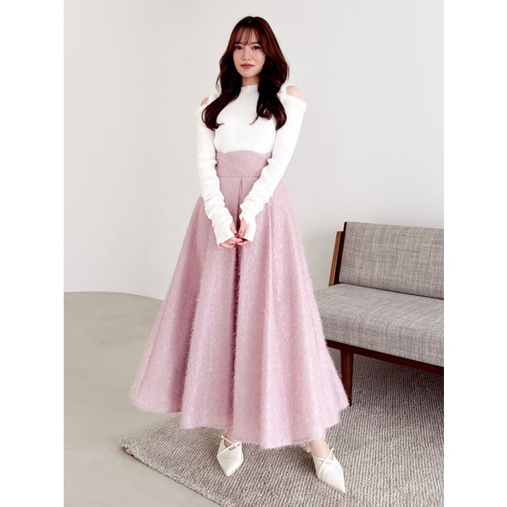 フサフサジャカードフレアスカート | dazzlin | 詳細画像4 