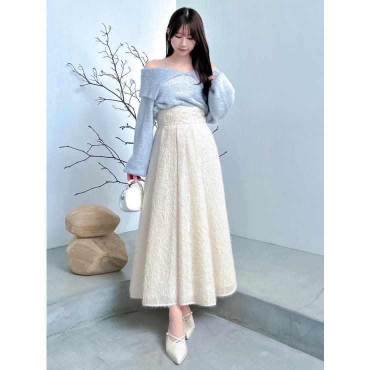 フサフサジャカードフレアスカート | dazzlin | 詳細画像8 