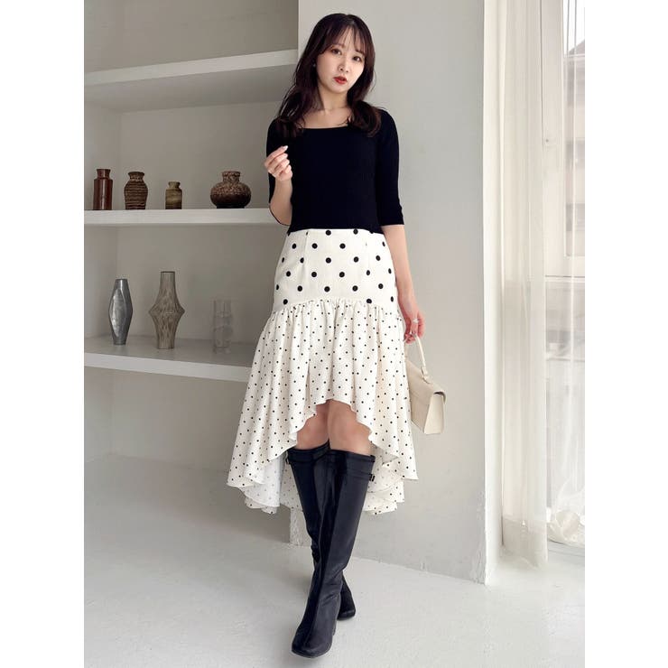 ドットジャカードイレヘムスカート | dazzlin | 詳細画像9 