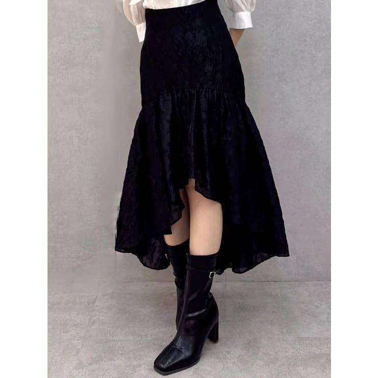 ブラック | ドットジャカードイレヘムスカート | dazzlin