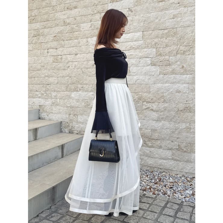 サテンパイピングシアーアシメティアードチュールスカート | dazzlin | 詳細画像10 