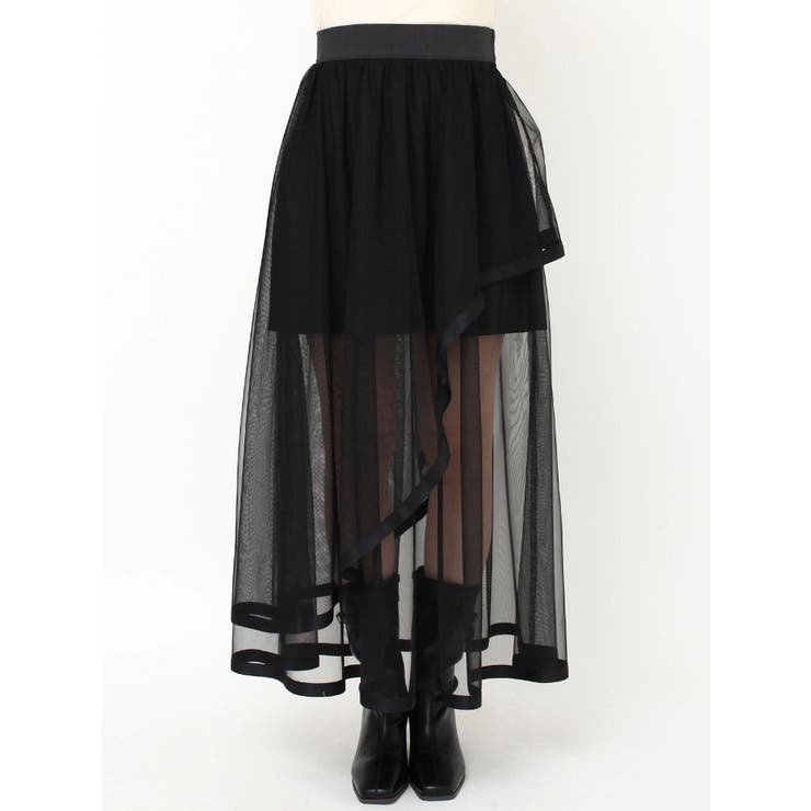 サテンパイピングシアーアシメティアードチュールスカート | dazzlin | 詳細画像18 