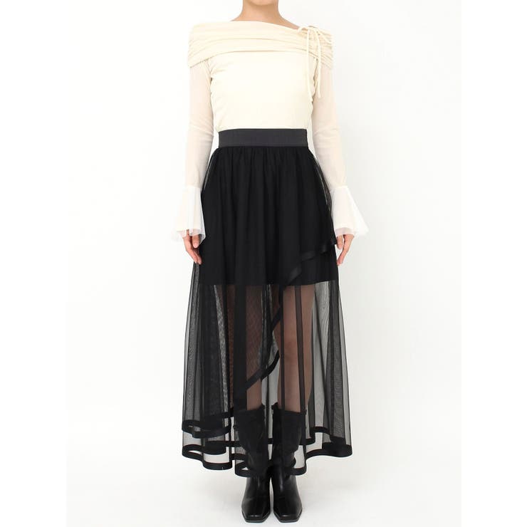 サテンパイピングシアーアシメティアードチュールスカート | dazzlin | 詳細画像24 