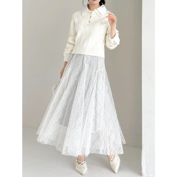 【再生産分】スパンコールチュールチェックスカート | dazzlin | 詳細画像10 