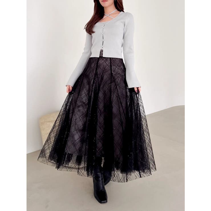 【再生産分】スパンコールチュールチェックスカート | dazzlin | 詳細画像35 