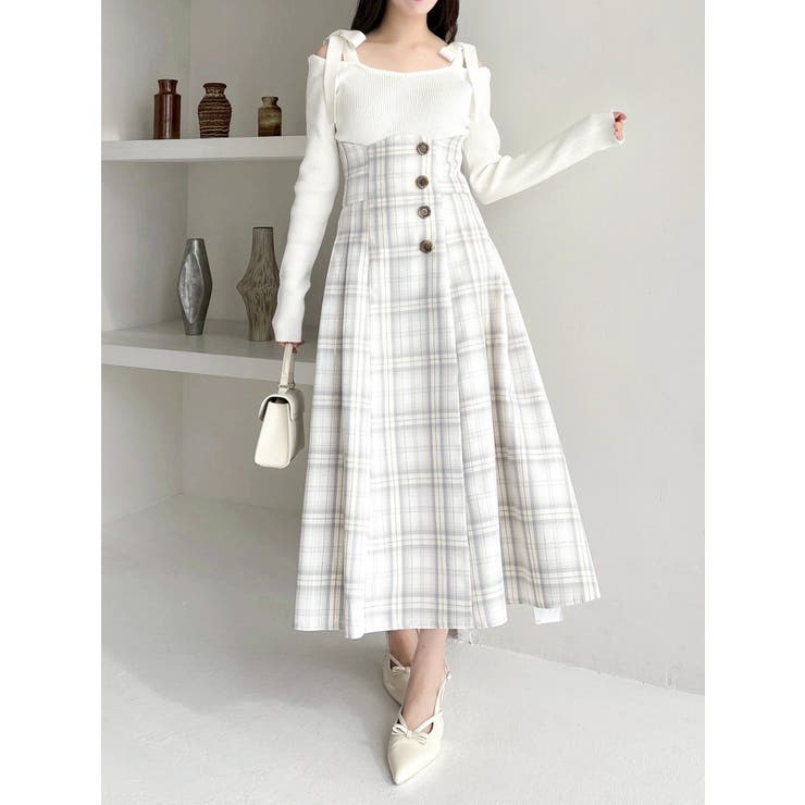 アイボリー | サイドプリーツトレンチコルセットスカート | dazzlin