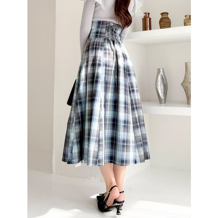 ブルー | サイドプリーツトレンチコルセットスカート | dazzlin