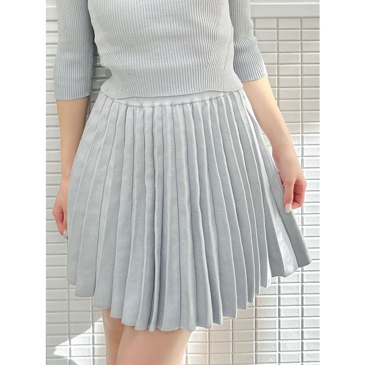 ブルー | ニットプリーツミニスカート | dazzlin