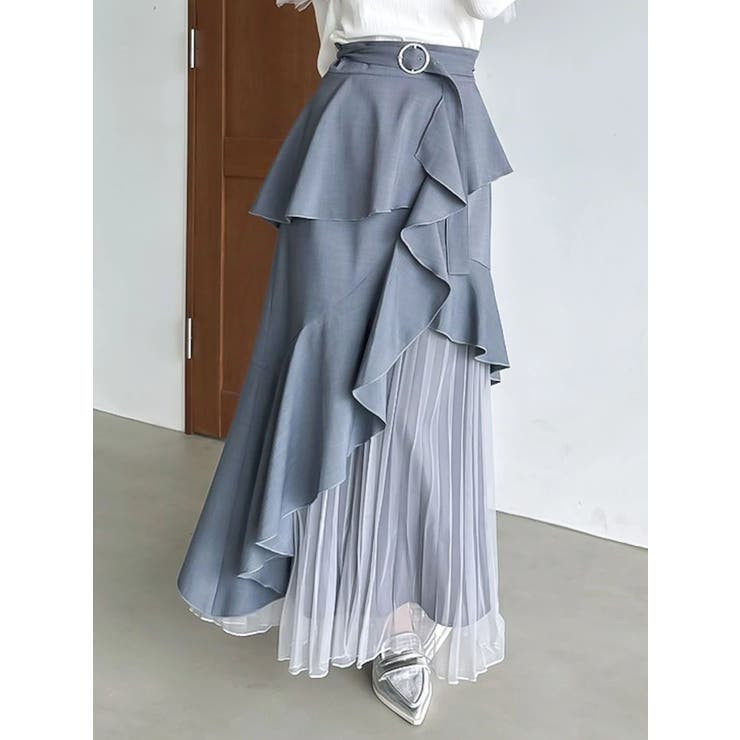 【追加生産分/新色追加】アシメプリーツマーメイドスカート | dazzlin | 詳細画像1 