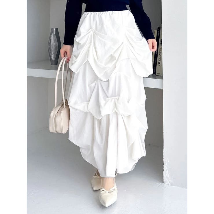 アイボリー | ランダムドレープタックスカート | dazzlin