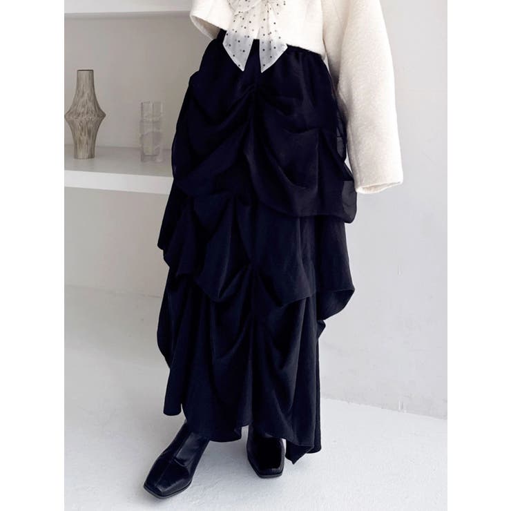 ブラック | ランダムドレープタックスカート | dazzlin