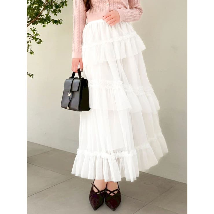 【WEB限定】チュールフリルティアードスカート | dazzlin | 詳細画像1 