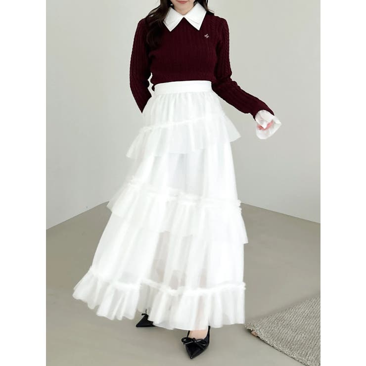 【WEB限定】チュールフリルティアードスカート | dazzlin | 詳細画像8 