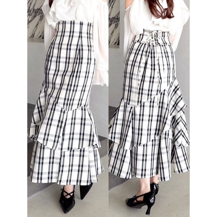 【再生産/新色追加】バックレースアップアシメマーメイドスカート | dazzlin | 詳細画像2 