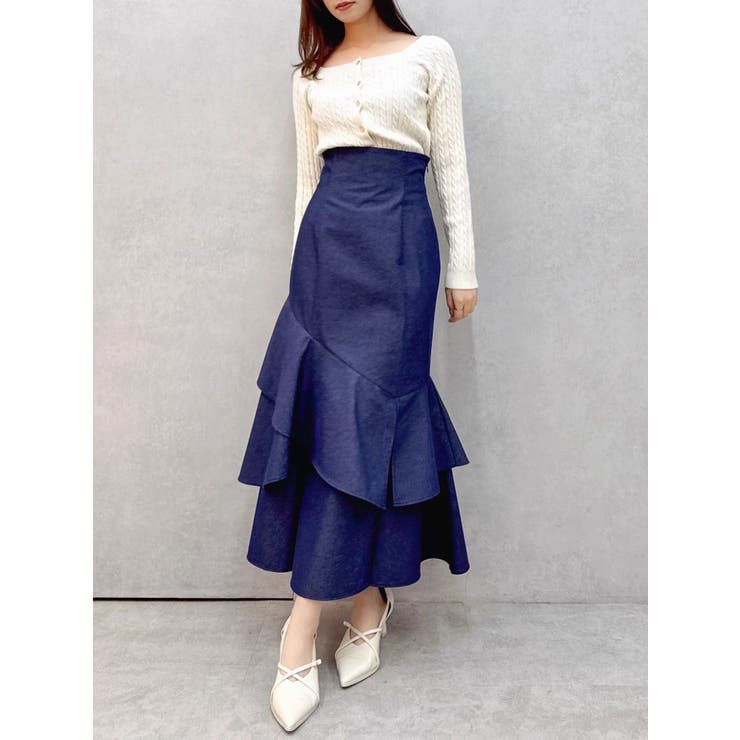 インディゴ | 【再生産/新色追加】バックレースアップアシメマーメイドスカート | dazzlin