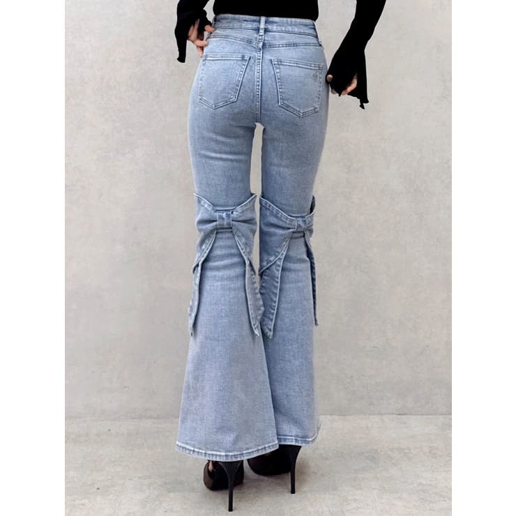 ブルー | バックリボンフルイドパンツ | dazzlin